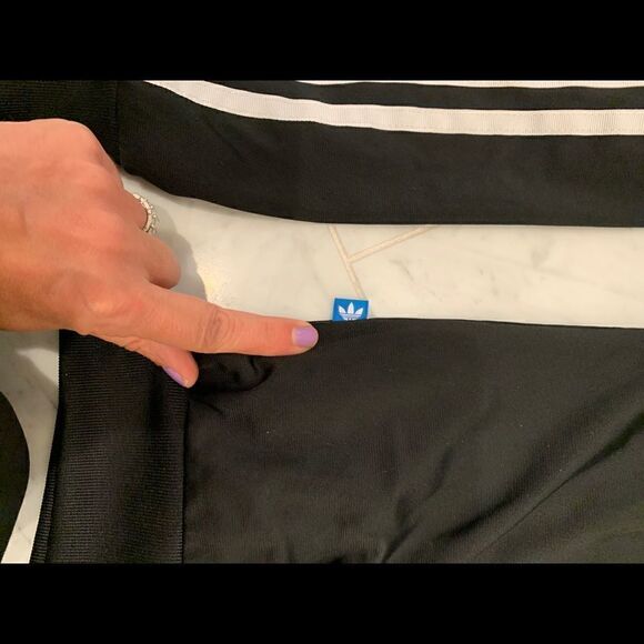 Adidas classic tricot running track jacket black & white stripes size XS - Picture 7 of 10